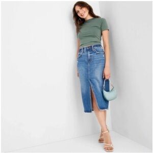 Women's High-Rise Denim Midi Skirt - Universal Thread Medium Wash